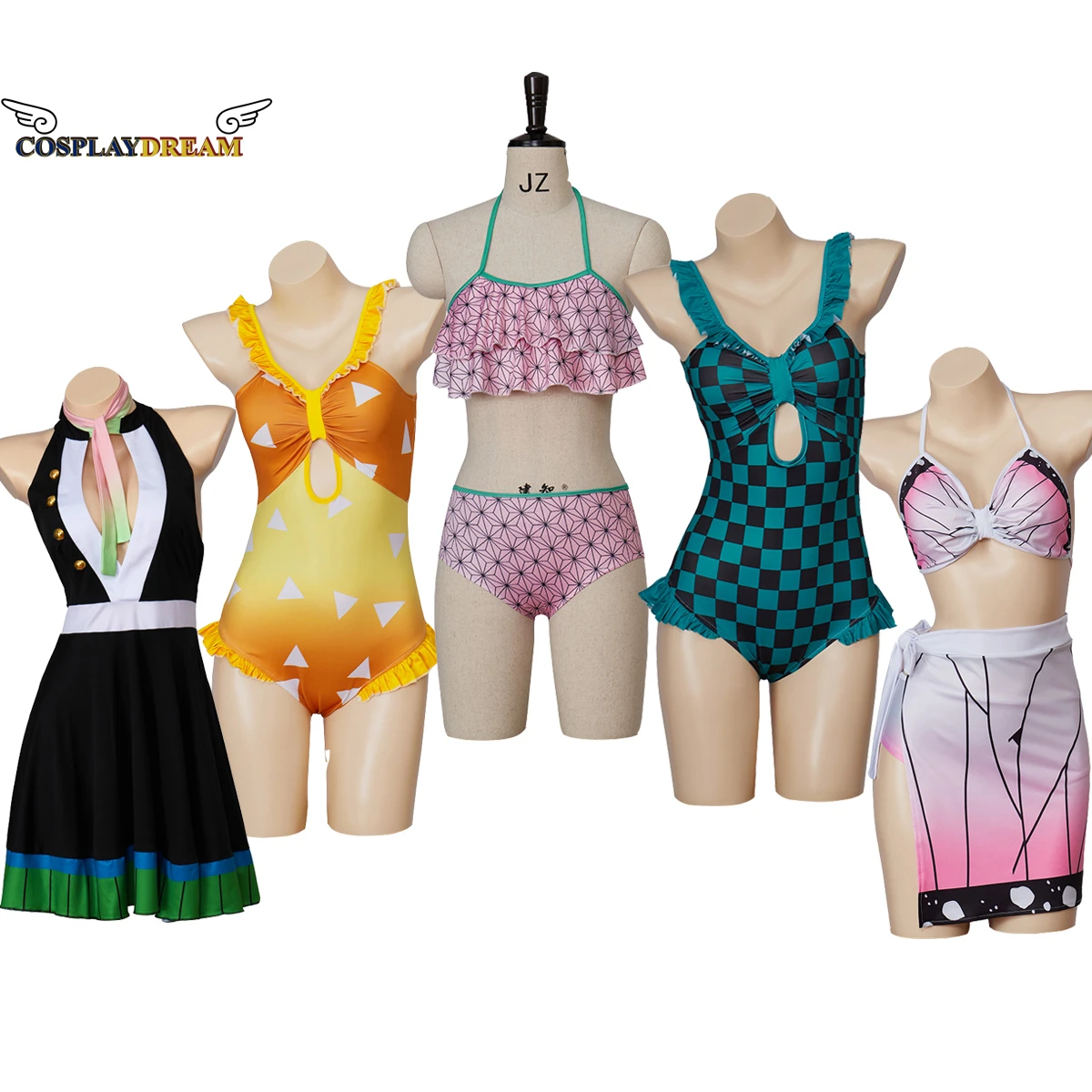 

Anime Devil Killer Kamado Tanjirou Kamado Nezuko Agatsuma Zenitsu Cosplay Swimsuit Bathing Bikini Swimsuit Gift Kochou Shinobu