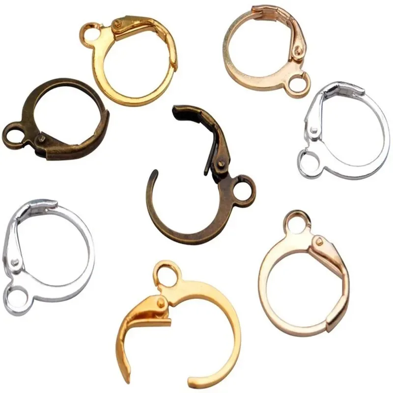 Earring Hooks Hypoallergenic Brass Lever Back Round Hook Ear Wire with Open Loop for Design Jewelry Making 20-50
