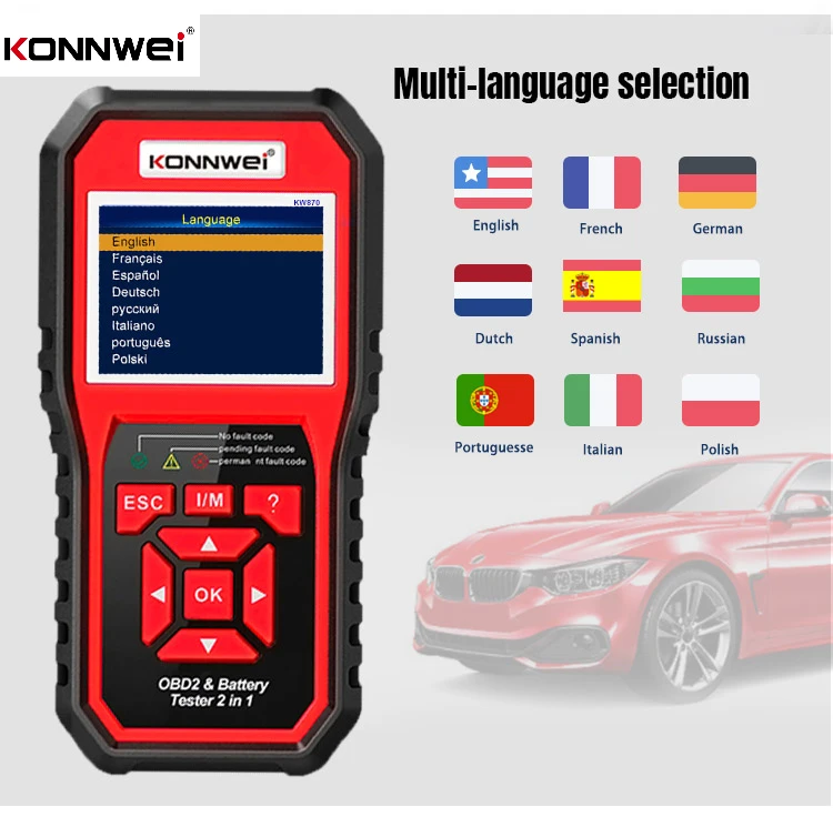 

Автомобильный и мотоциклетный Тестер Аккумуляторов KONNWEI KW870 6 в 12 В OBDII автоматический диагностический сканер 2 в 1 комплексный продукт/KW208