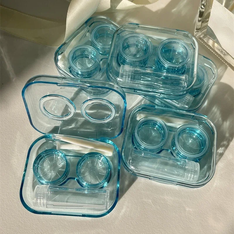 New Small Contact Lense Storage Box Contact Lens Case Portable Cute Transparent Cosmetic Contact Lense Box Colored