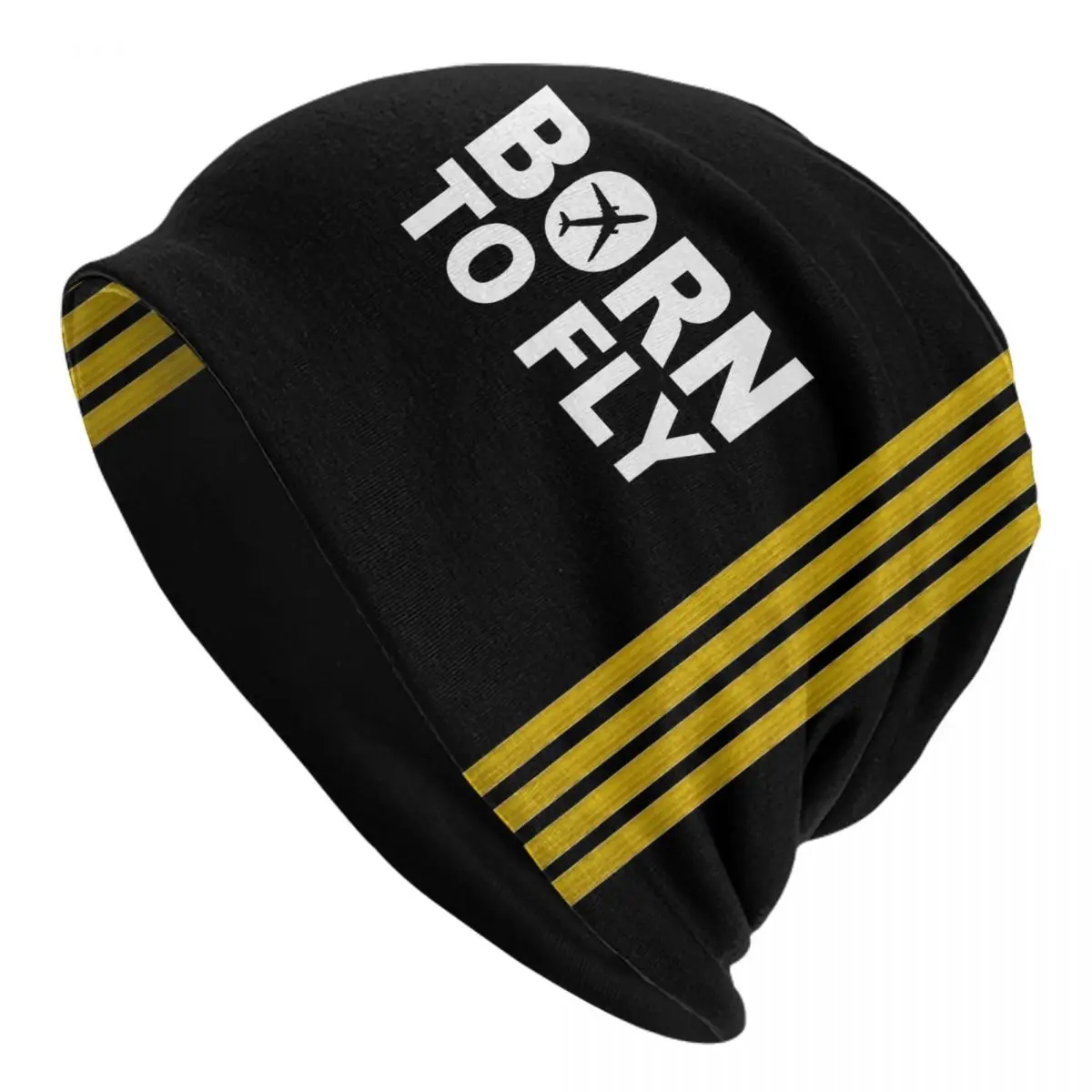 

Born To Fly Pilot Captain Stripes Bonnet Hat Knitting Hats Aviator Skullies Beanies Hats Men's Women's Warm Multifunction Cap