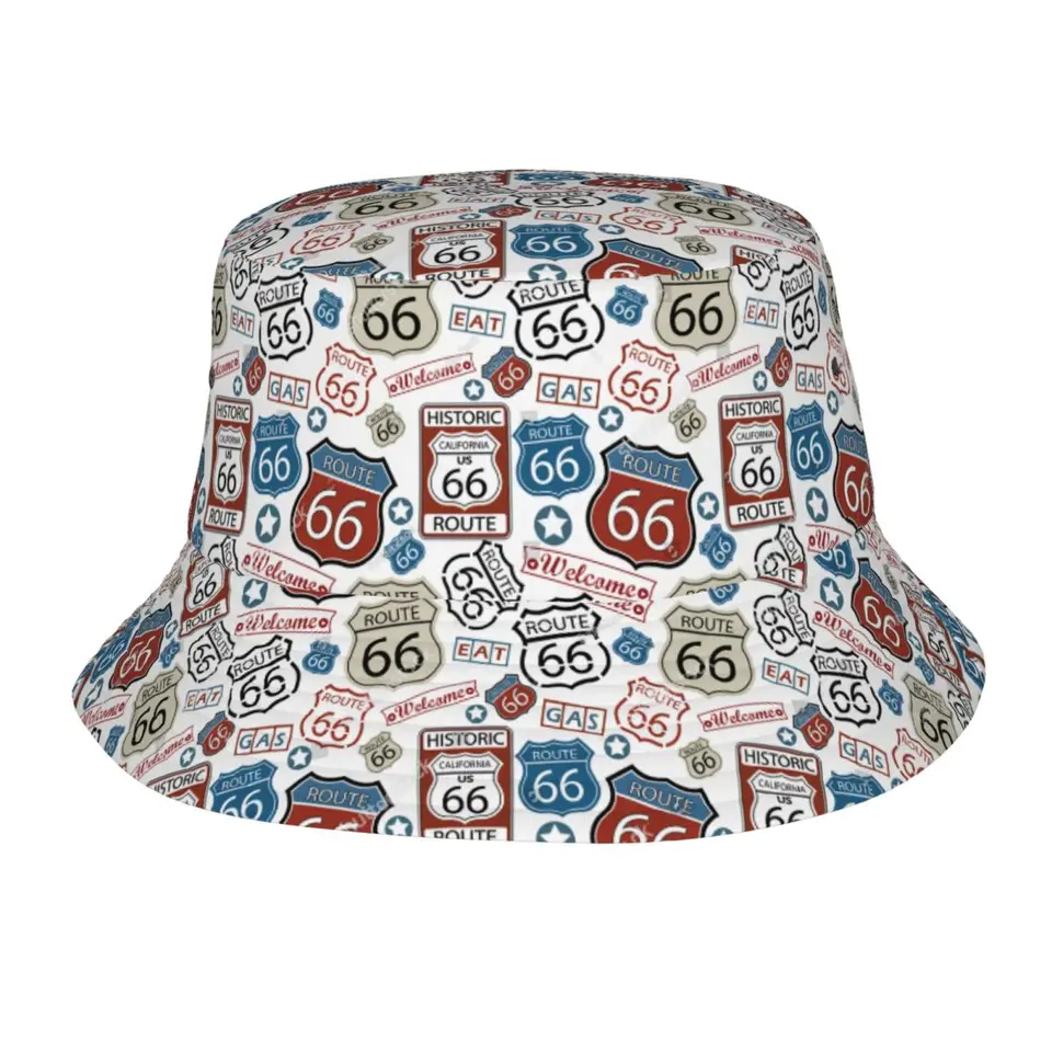 カスタムユニセックスヴィンテージルート 66 バケットハット旅行