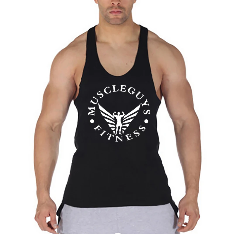 

New Summer Breathable Comfortable Gym Fitness Cotton O Neck Tank Tops Mens Casual Fashion Suspenders Racer Back Muscle Clothing