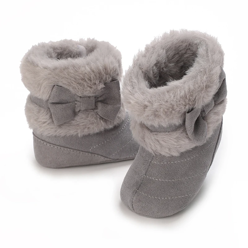 Baby Girl Cute Bow Comfortable Boots 1-18 Months Soft Bottom Velvet Indoor Walking Boots Autumn/Winter 2