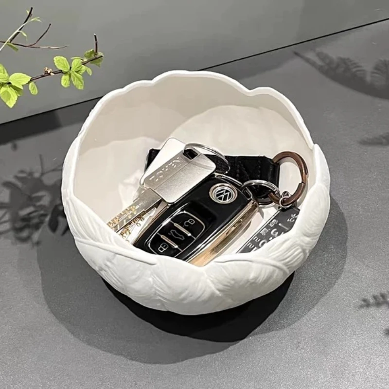 달걀 모양의 세라믹 데스크탑 쓰레기통 미니멀리스트 탁상용 보관함 거실 커피 티 테이블을 위한 창의적인 홈 데코