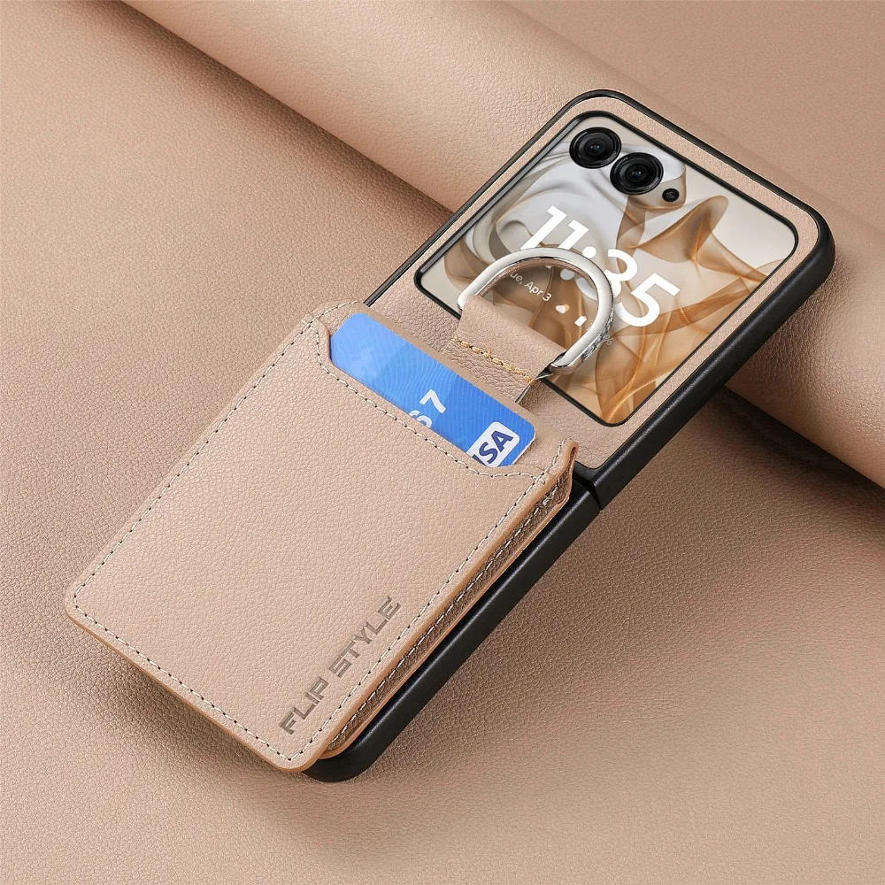 Premium PU Leather Phone Case with Finger Ring, Card Slot & Wallet Holder