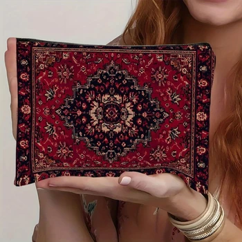 Una borsa per il trucco bohémien: una graziosa borsa multifunzionale con cerniera per le donne, una borsa per riporre gioielli, una piccola borsa portaoggetti con cerniera da viaggio perfetta