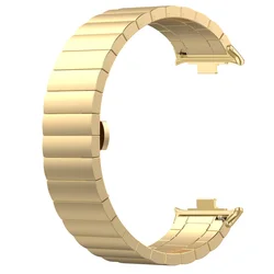 Premium Stainless Steel Watch Strap - Elegant Metal Business Bracelet Wristband for Mi Band 9 8 Pro (Gold)