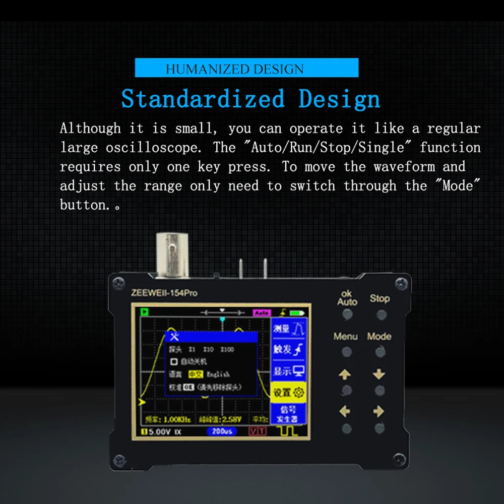 Digital Oscilloscope ZEEWEII DSO154Pro 2.4inch Screen Digital Oscilloscope 1MHz&18MHz Analog Bandwidth Support Signal Generator 40MSa/s Sampling Rate