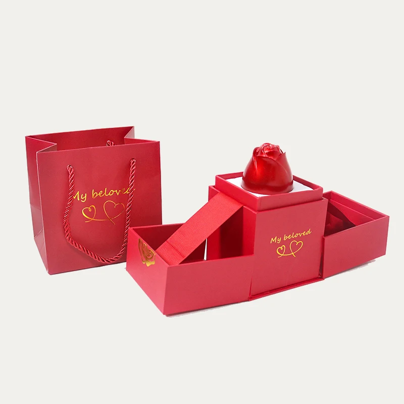 Rose Lift Gift Box Creative Design Necklace Rings Earrings Jewelry Boxs Gifts For Girlfriend 2022 Hot Luxury Fashion Accessories