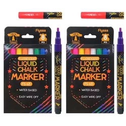 Set of 8 Vibrant Liquid Chalk Markers - Washable & Wet Erase Pens for Creative Art on Blackboards, Whiteboards, Glass, and More (2pack)