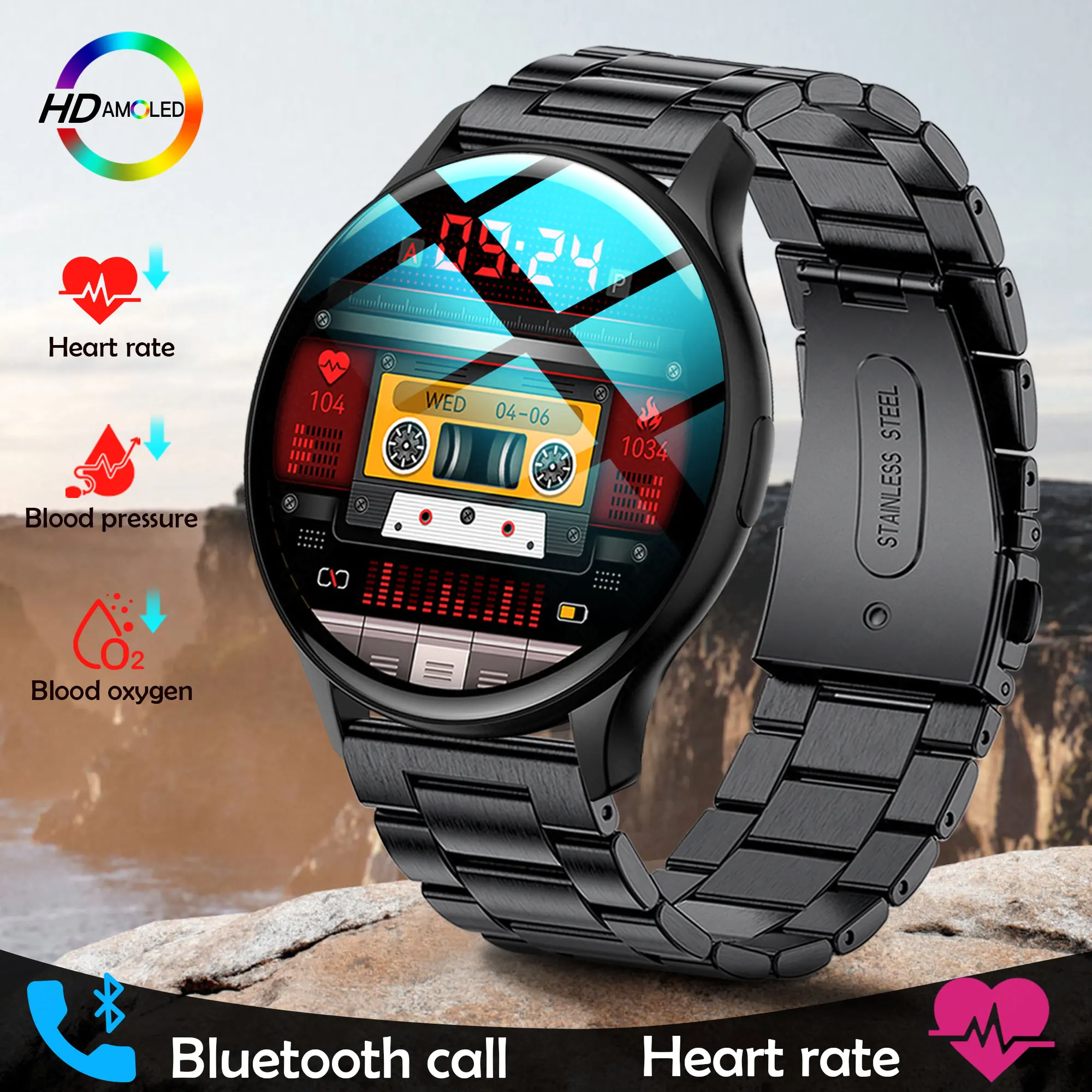 

LIGE NFC Smartwatch Men Bluetooth Call 1.43" HD Screen Voice Assistant IP68 Waterproof Sports Heart Rate Monitoring Smart Watch