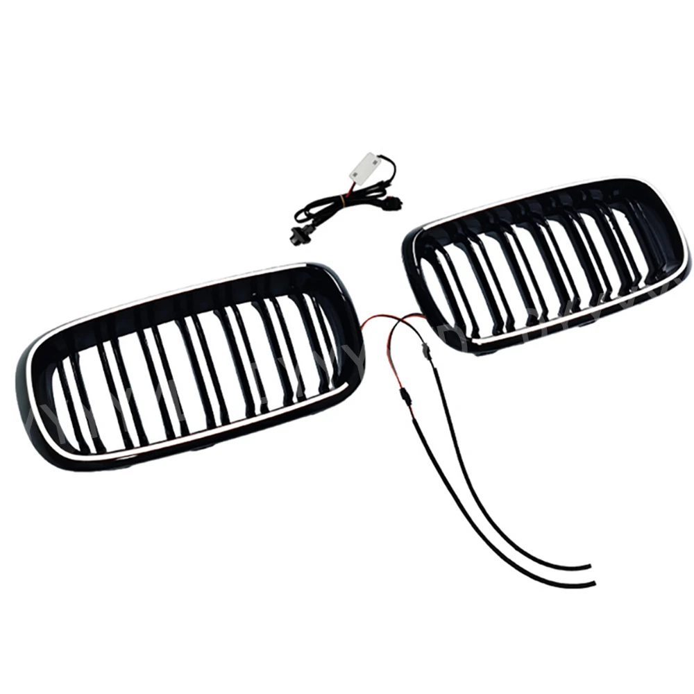 Densieg Sport Griglia Radiatore Doppia Barra Lucida Nero per BMW X5 X6