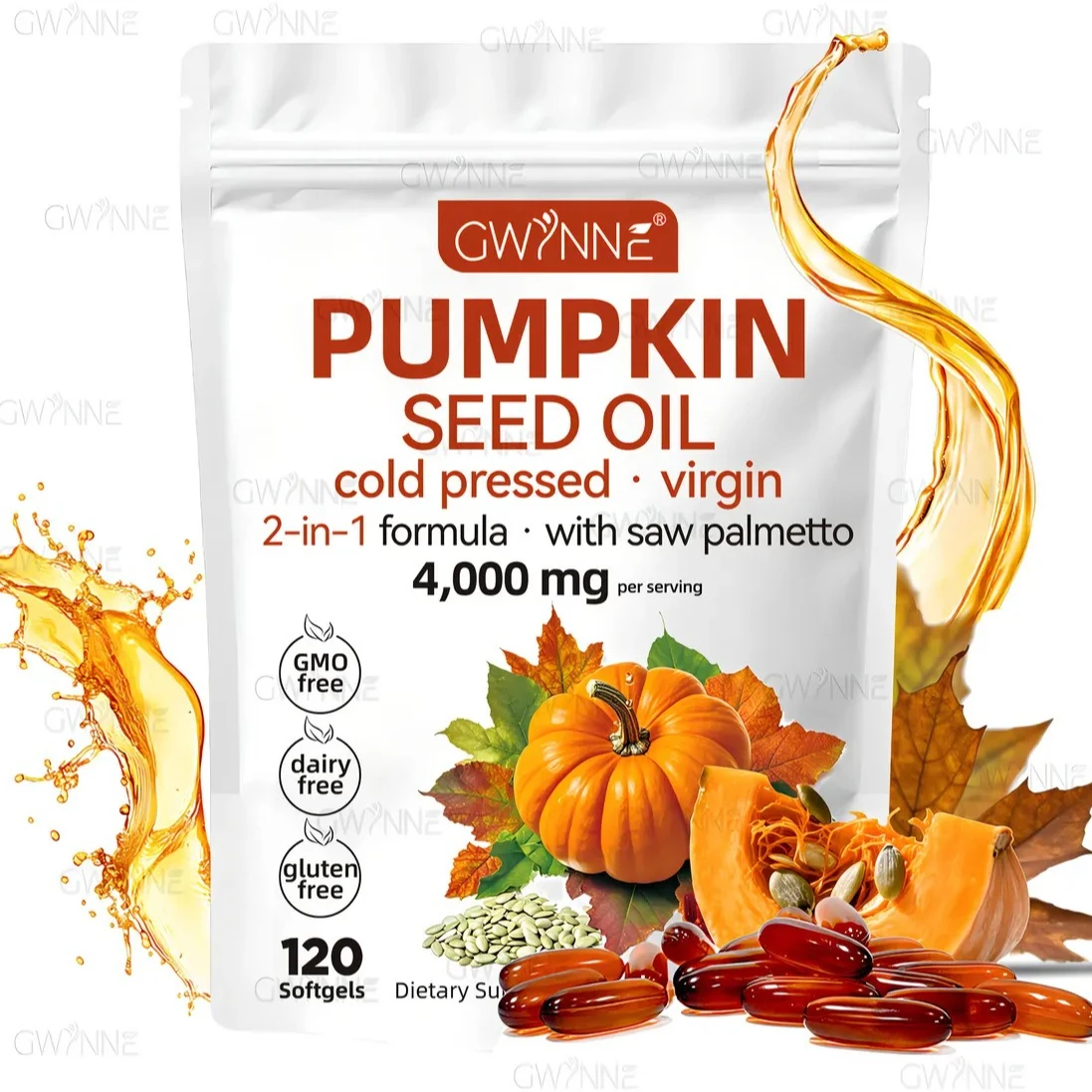 Aceite de Semilla de Calabaza en Cápsulas – Prensado en Frío – 120 Cápsulas para Uso Dietético General
