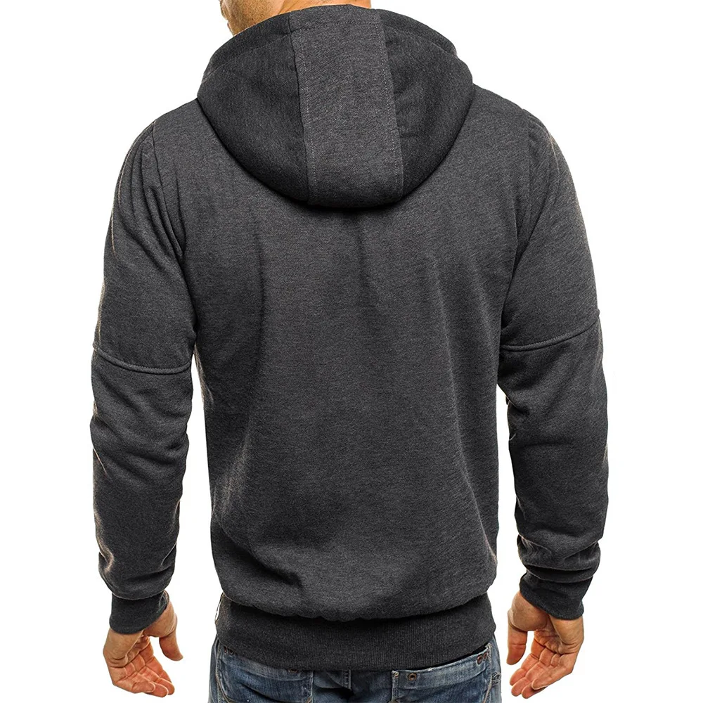 Men Casual Autumn Zip Up Hoodie Sweatshirt