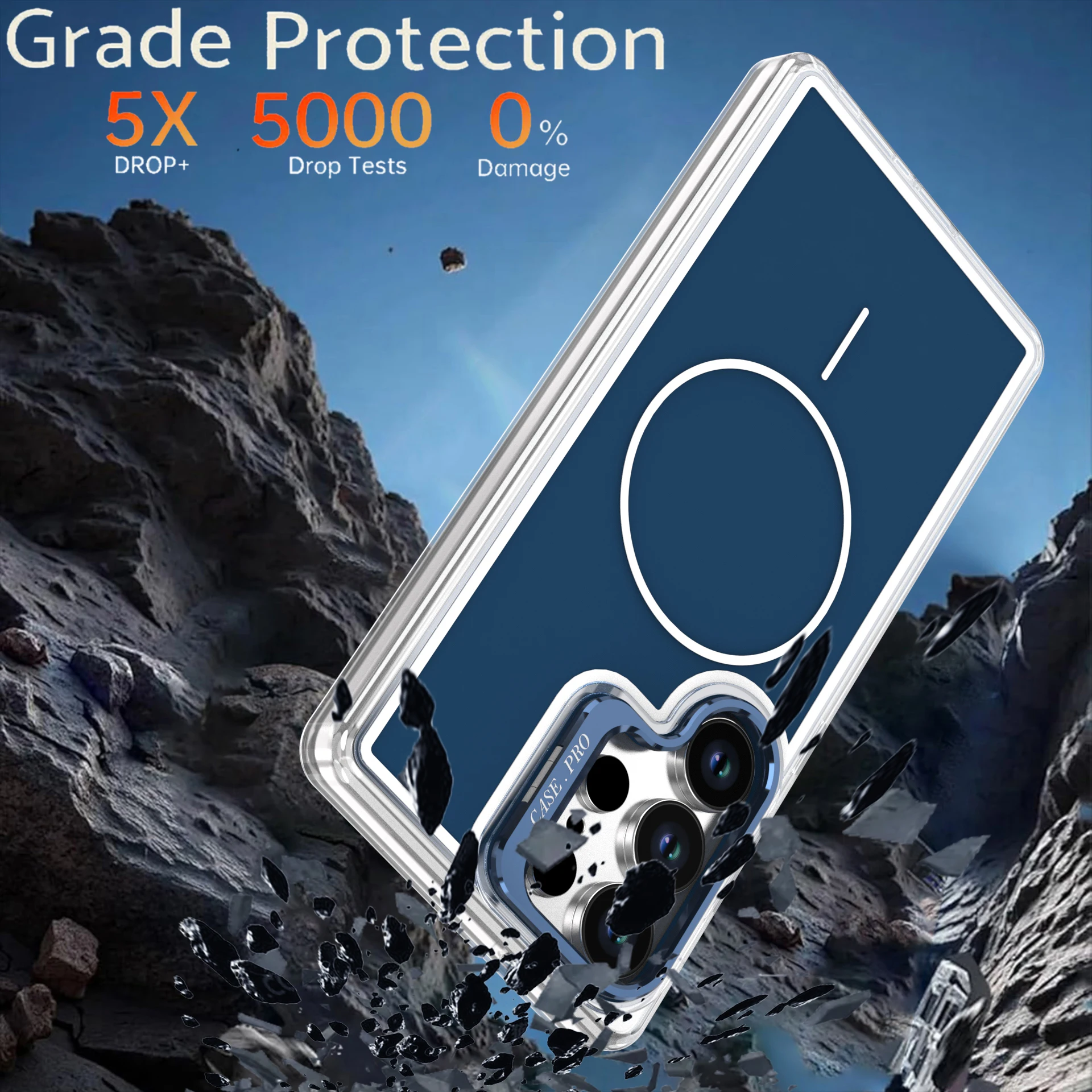 Magnetic Stand Shockproof Wireless Charging Phone Case with Metal Lens Protector