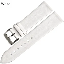 MAIKES Genuine Leather Black Watch Strap Bracelet Accessory - 22mm (White)