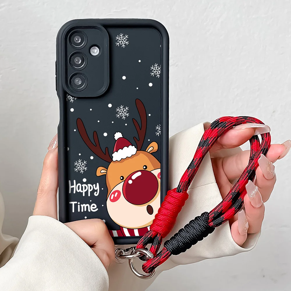 Holiday Elk Lanyard Phone Case with Wrist Chain - Festive Protective Cover