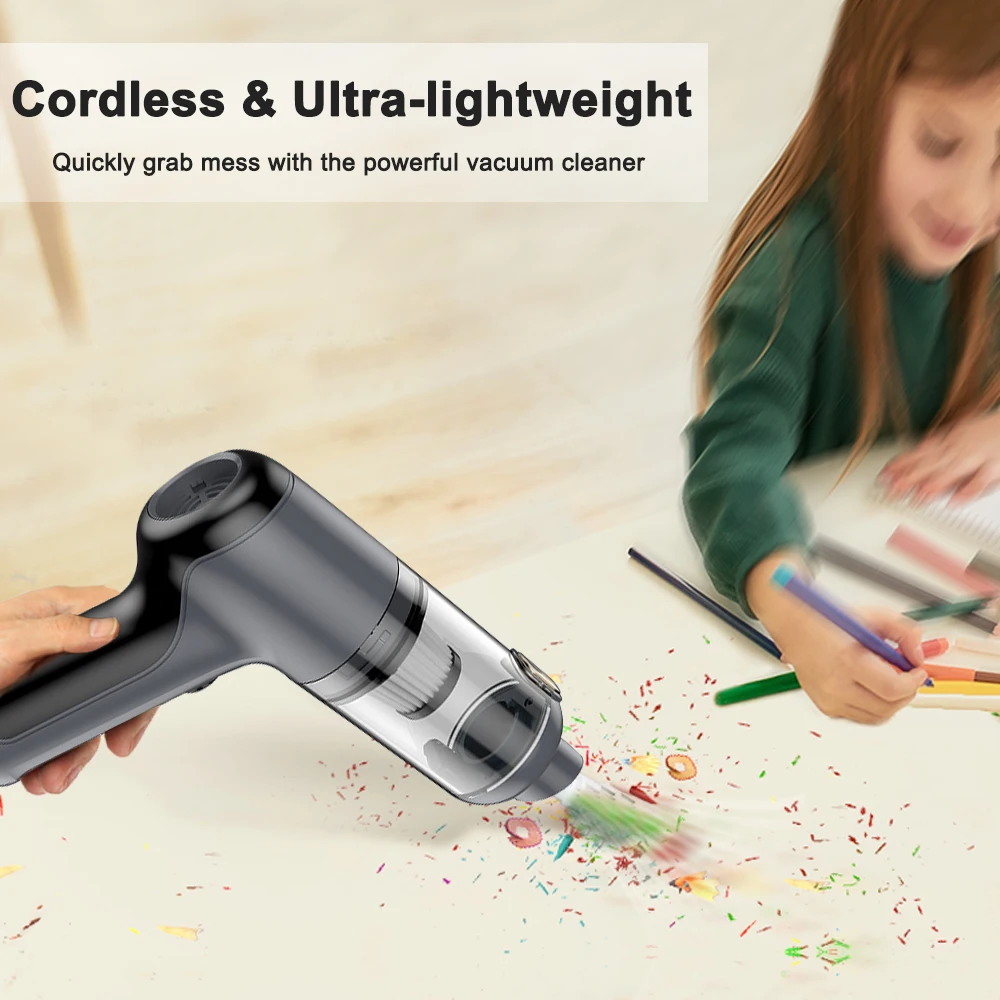 Car Vacuum Cleaner Cordless Rechargeable Handheld Vacuum and Mini Air Blower 2-in-1 for Car Home Keyboard Pet Hair Cleaning