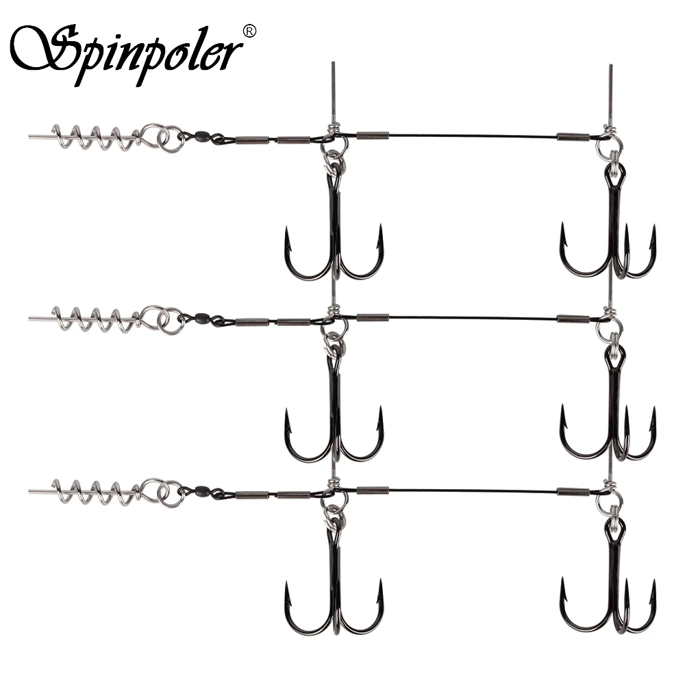 SpinpolerStingerFishingRigHookCorkscrewBarbedSharpTrebleFish