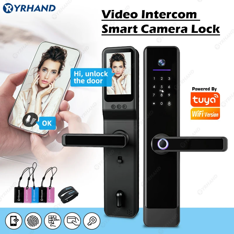 Yrhand Tuya Wifi Camera Videocitofono Lock App Sblocco Remoto Biometria Elettronica Digitale Impermeabile Con Schermo Smart Lock
