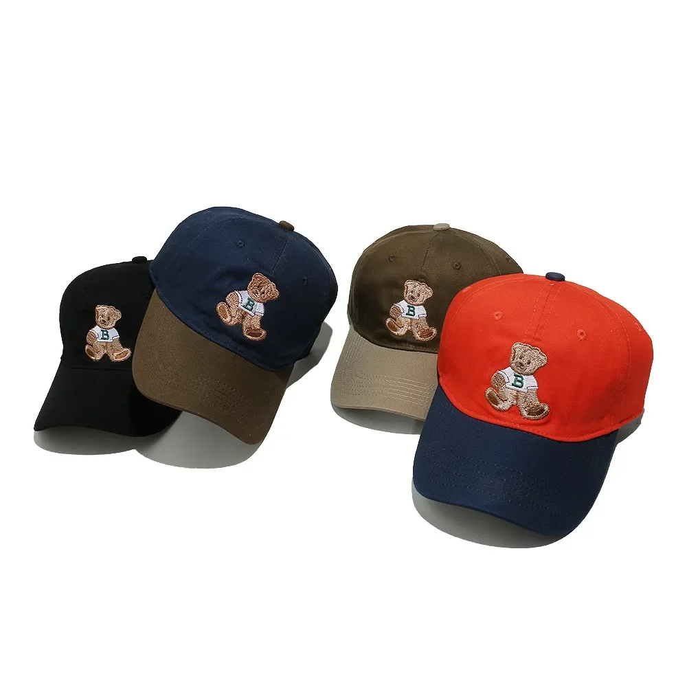 New Style Unisex Cotton Baseball Cap with Lovely Bear Embroidery Outdoor Sports Dad Hat Adjustable for Men And Women