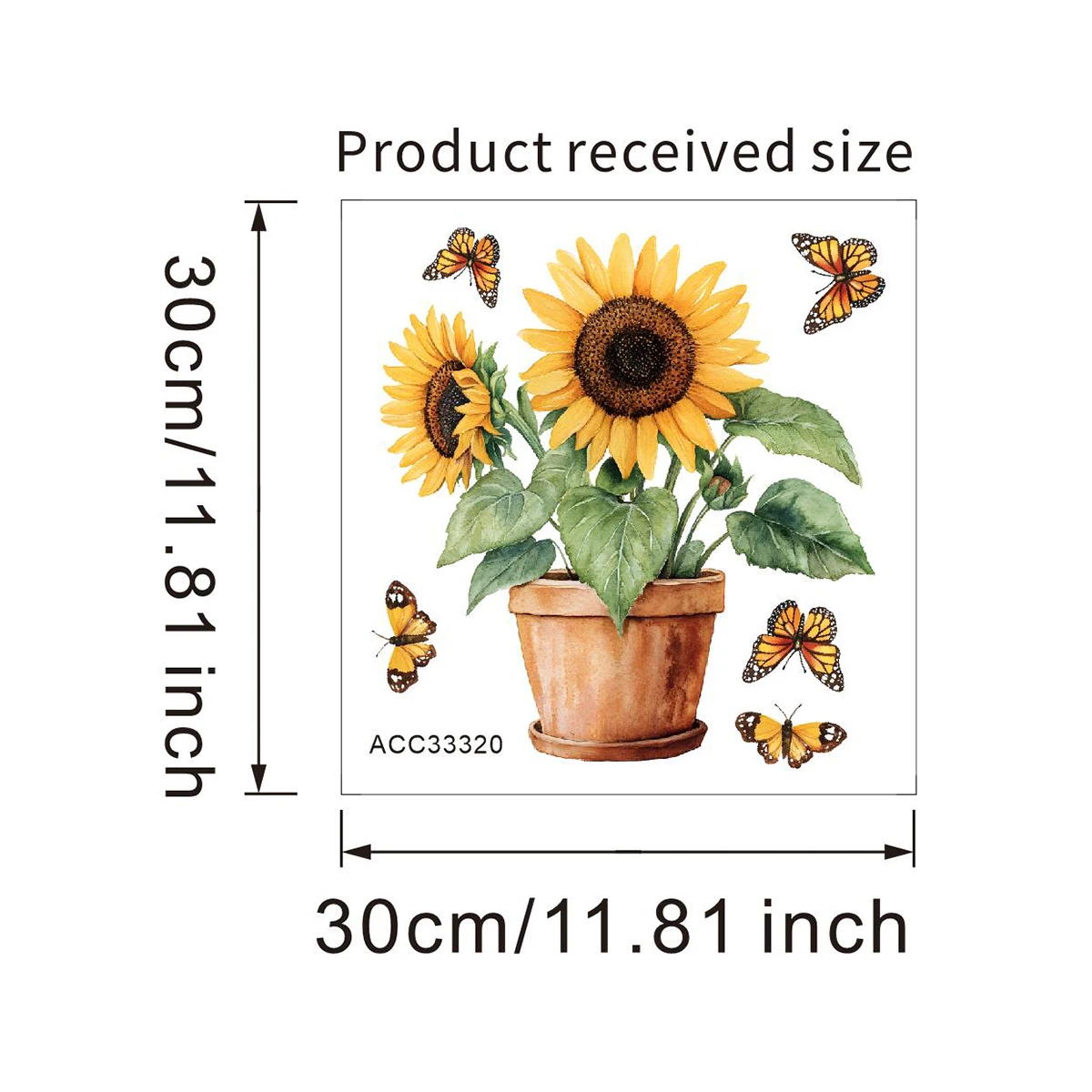 1PC Sunflowers potted plants butterflies shop window stickers living room bedroom home decoration glass windows wall sti