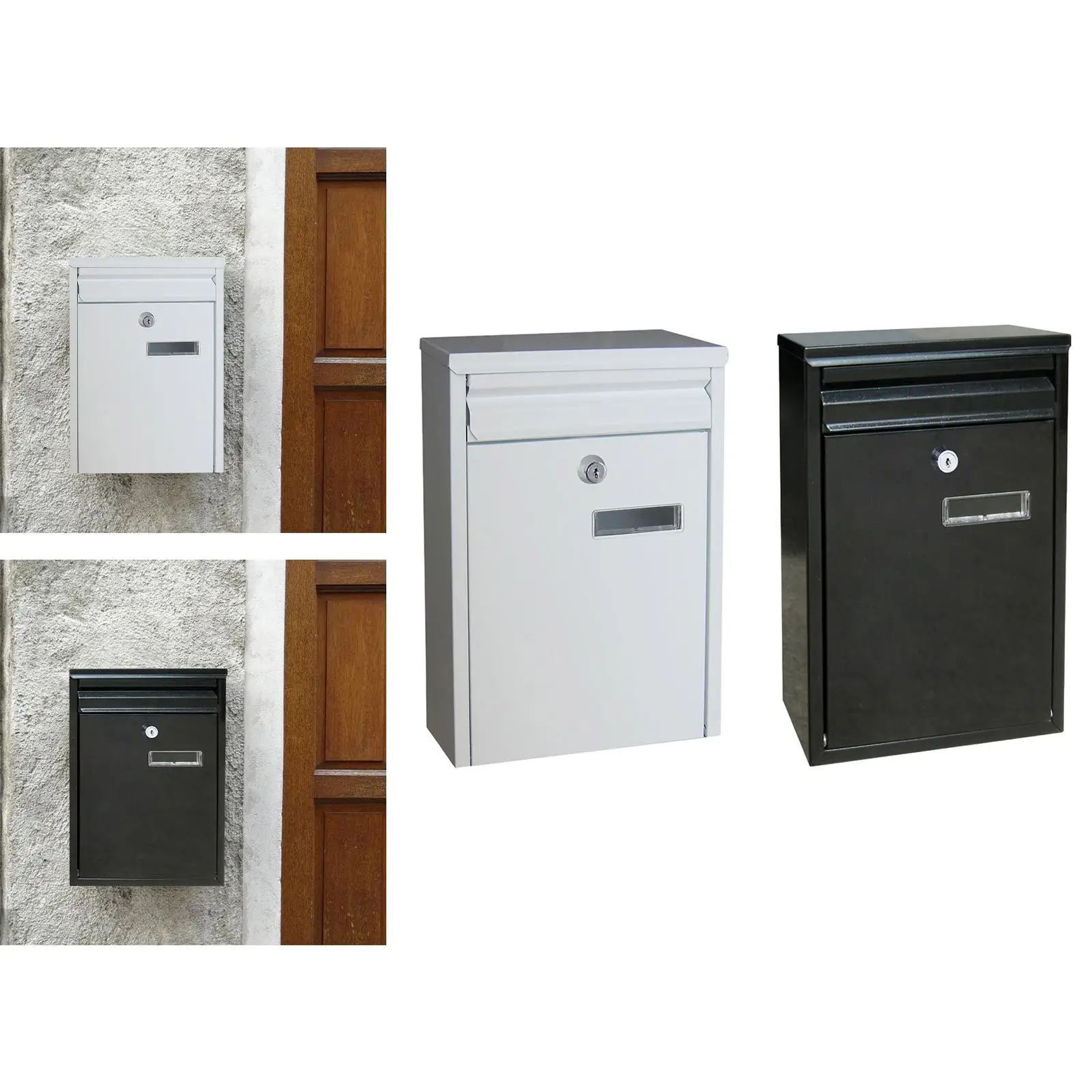 Wall Mounted Mailbox Rustproof Letterbox Metal Postbox Newspaper Holder Box for Front Door Porch Outdoor Home Office Decor