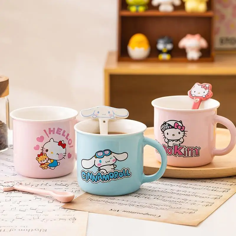 

Anime Kawaii Sanrio Hello Kitty Kuromi My Melody Cinnamoroll Cartoon Ceramic Cup Creative New Breakfast Cup Mug Home Milk Cup