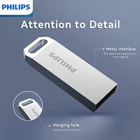 Philips USB Flash Drive 2.0 8GB 16GB 32GB 64GB 128GB High Speed Flash Drive External Storage Metal Pen Creative Personalized Car 3
