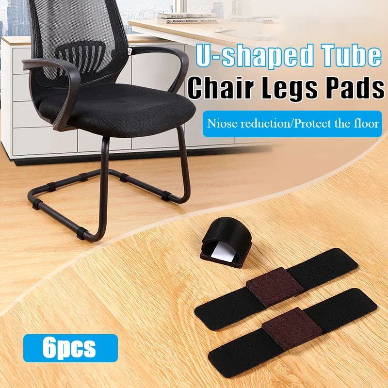 6pcs/set Ushaped Iron Tube Chair Legs Pads Hookloop Design Self