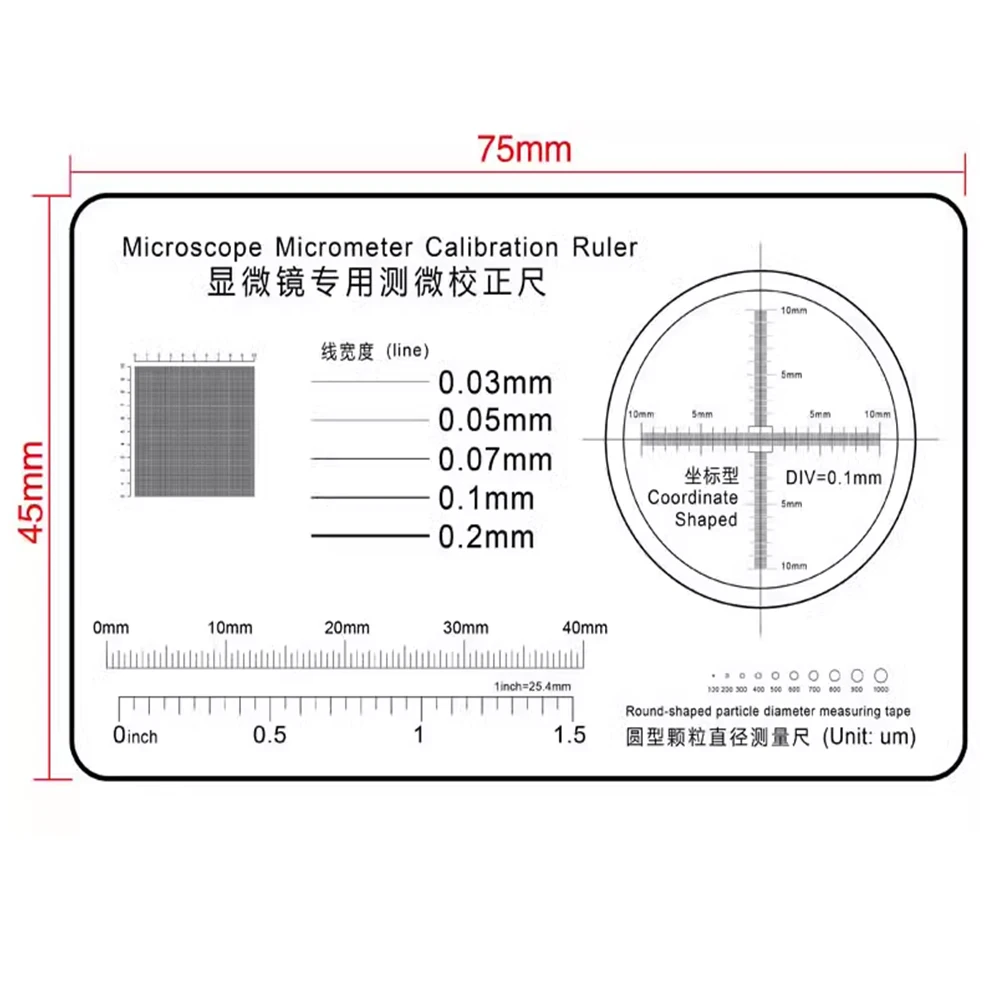 Microscope Micrometer Calibration Film Ruler Magnifier Grid Reticule Stains Dot Gauge Plastic Ruler Radius Area Diameter Measure film ruler microscope micrometer