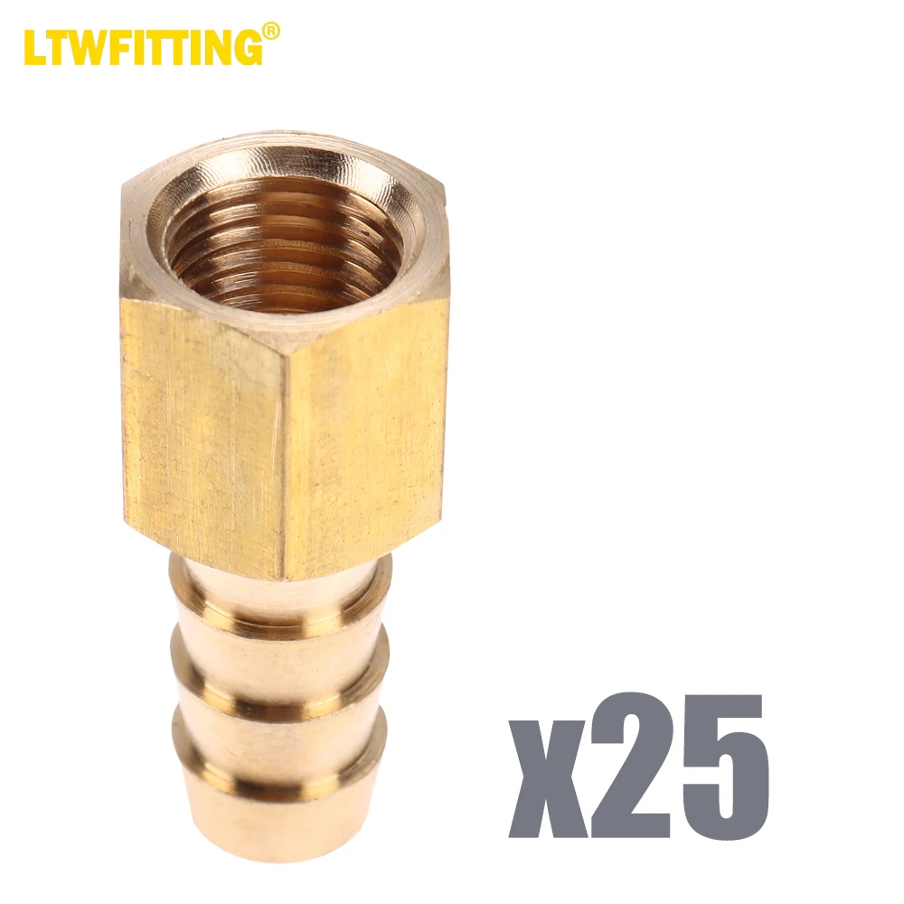 

LTWFITTING Brass Flare Tube Fitting 3/8" Hose ID x 1/4" Female 45 Deg Nut Union (Pack of 25)