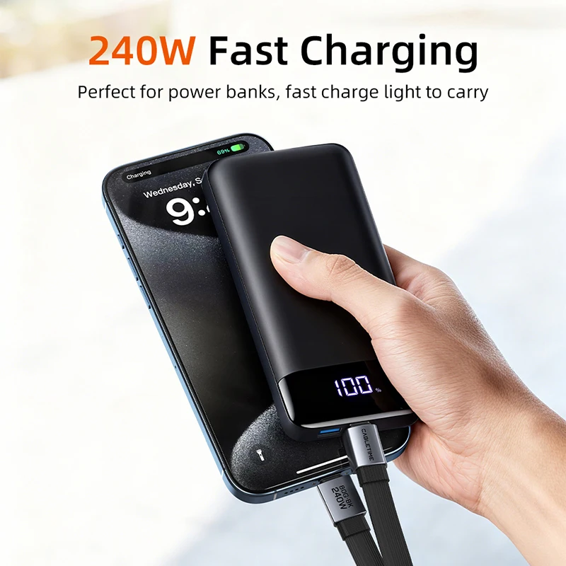 CABLETIME 휴대용 키체인 USB4 케이블 타입-C 짧은 미니 사이즈 240W 80Gbps 8K60Hz 케이블 아이폰 17 Pro SSD 화웨이 아이패드용 케이블