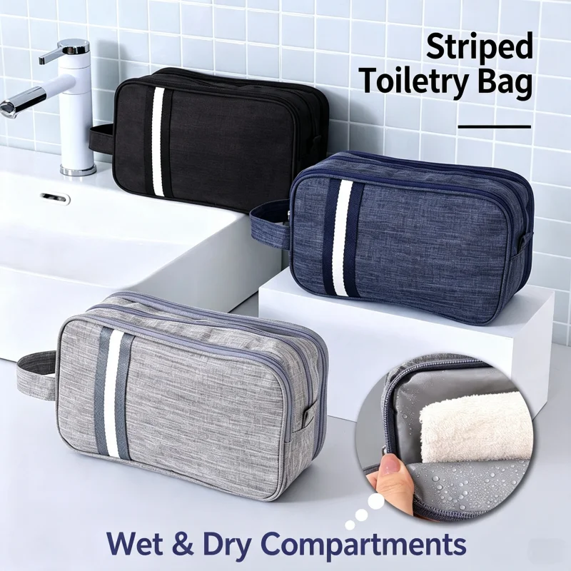 Versatile Travel Toiletry and Shaving Organizer with Three Compartments