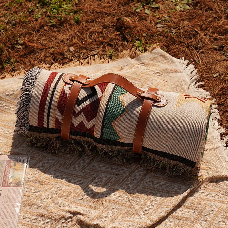 Picnic Mat Ethnic Bohemian Style Retro Blanket Camping Picnic Photo Leisure Sofa Cover Tapestry Rug Tassels