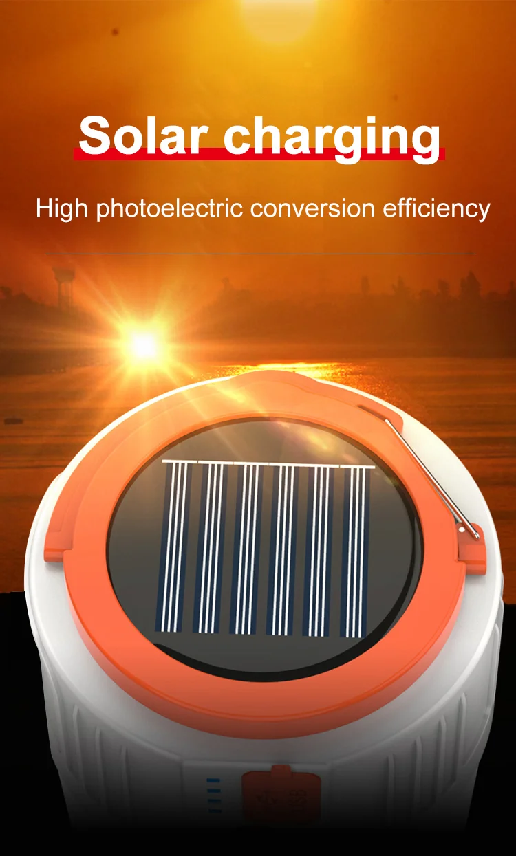 Description Picture 4 of itemUSB Solar Light Bulb Rechargeable Camping 42LED Lamp 3Lighting Modes Tent Hanging Bulb Night light for Emergency Outage 80W-100W