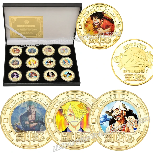 Anime ONE PIECE Pure gold character avatar collection coin with certificate  BROOK Nico Robin Children's toys Board game card - AliExpress