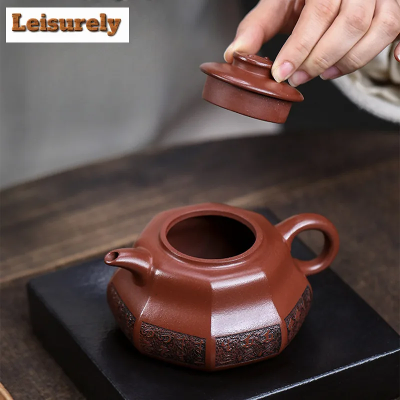 330ml Yixing Purple Clay Teapots Handmade The Great Ultimate Pot Raw Ore Red Leather Dragon Mud Tea Maker Kettle Zisha Tea Set
