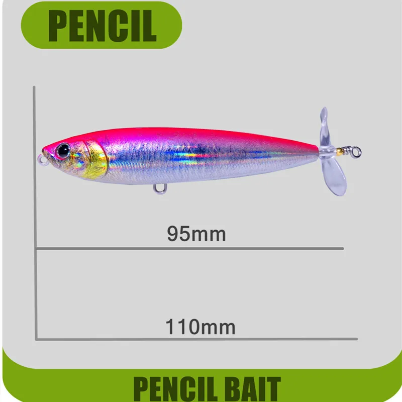 GREENSPIDE Propeller Pencil Topwater Fishing Lure 95mm 12.5g Bass Fishing  Tackle Fishing Accessories Saltwater Lures Fish Bait - AliExpress