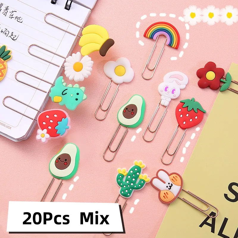 Cute Cartoon Furit Animal Paper Clips Metal Paperclips Bookmarks Clips 20Pcs/Lot School Supplies Kawaii Office Accessories Gift paper clips