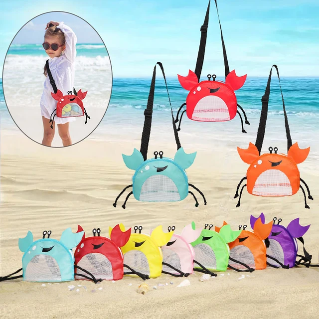 Outdoor Beach Mesh Bag Crab Shape Children Sand Away Foldable Portable Kids Beach Toys Clothes Storage Sundries Organiser