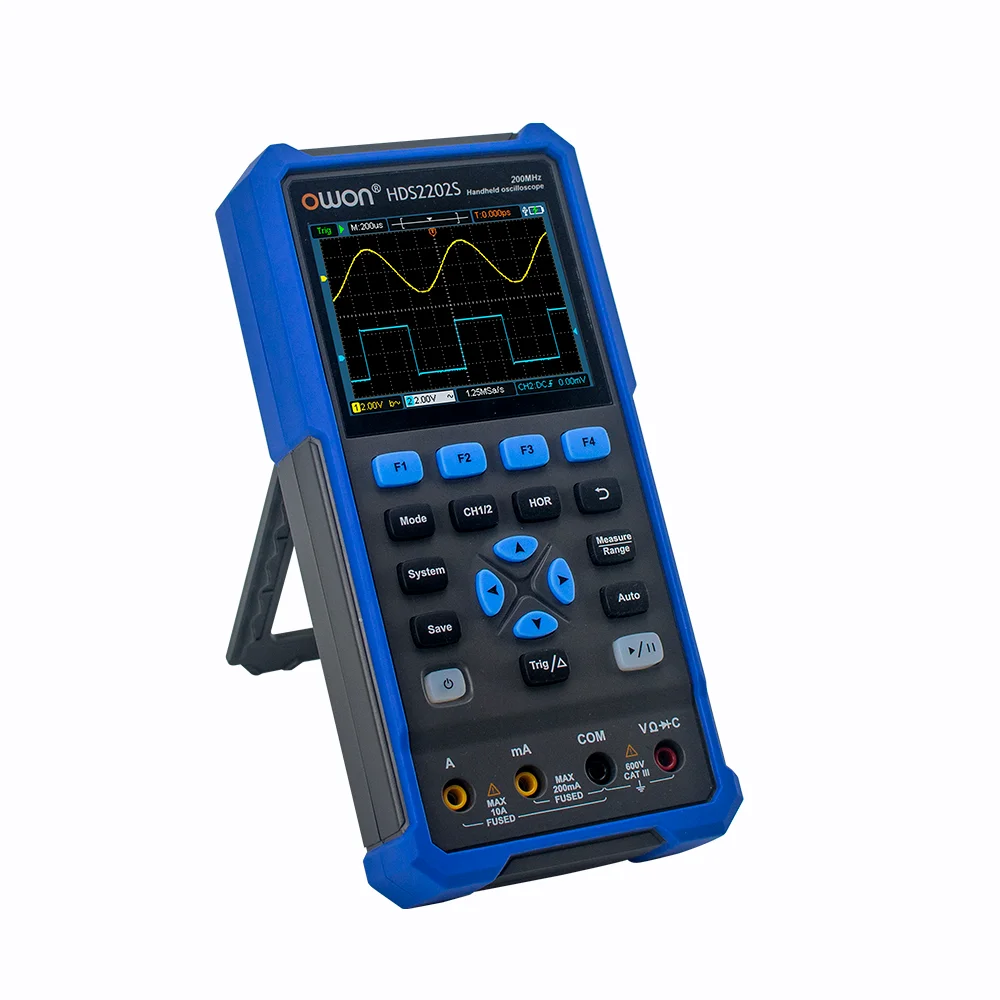 OWON HDS2202S Digital Oscilloscope 2 Channels 200Mhz Bandwidth Portable 3 in 1 USB Osiclloscopes + Multimeter+Waveform Generator digital oscilloscope,color screen oscilloscope