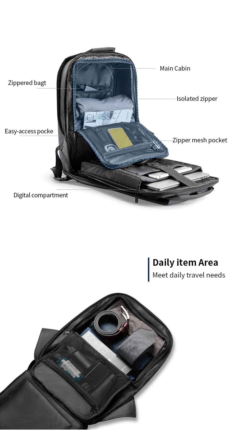 Kingsons Brand Backpack Laptop Bag Inch Notebook Man