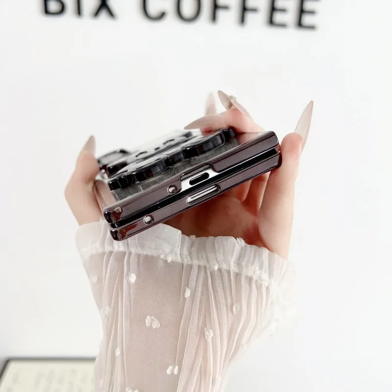 Gradient Luxury Plating Shockproof Phone Cover - Bear Clear Flip Case