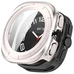 Premium Tempered Glass Screen Protector with Full Cover Bumper Case for Watch Ultra 2 (Matte Starlight)