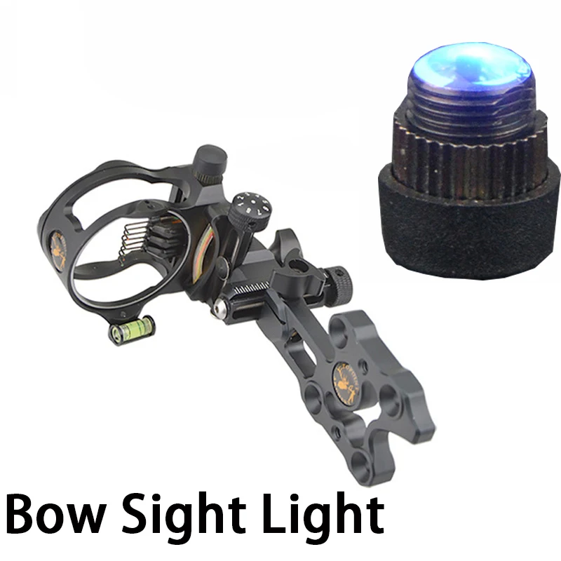 Archery Adjustable 4 Levels Bow Sight Light Fiber Optic LED Source 3/8