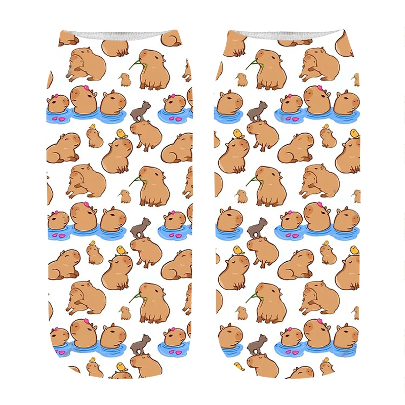 

Women's socks kawaii Capybara swimming party Printed Socks Woman harajuku Happy Funny Novelty cute girl gift Socks for women