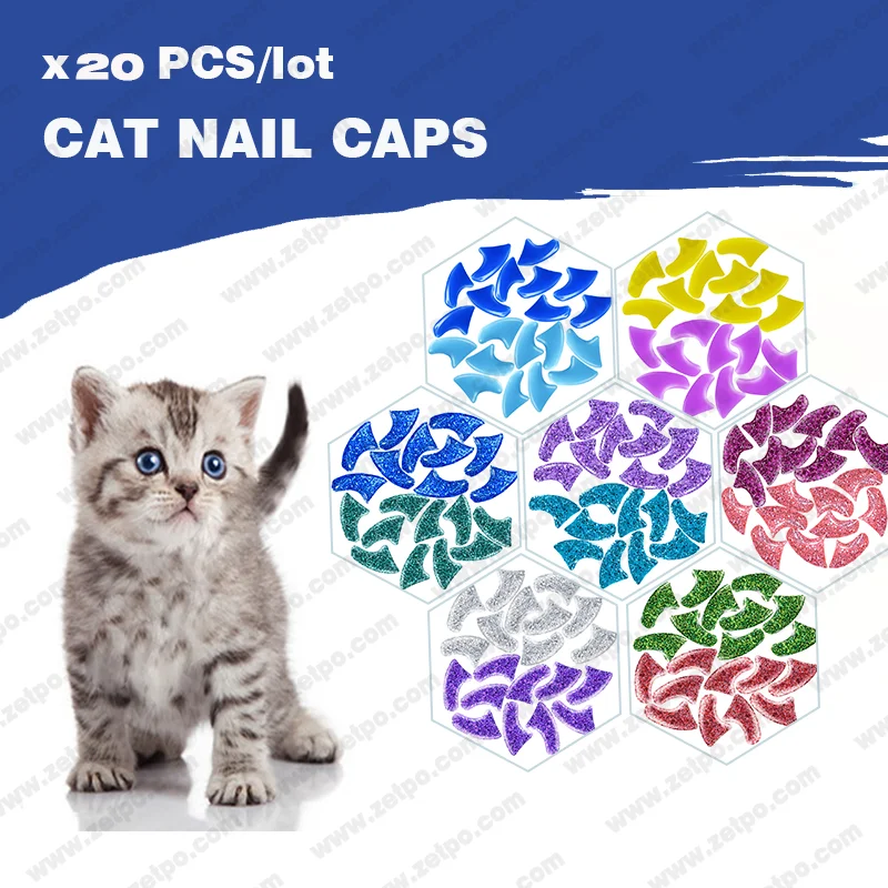 Newdoublecolour20pcsSoftCatNailCapsCatNailCoverPawClawPet