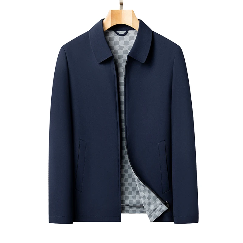 

Men's Slim Fit Business Jackets, Zip Coats, Lapel Collar, Fashion Clothing, Trends Overcoat, Spring, 2022